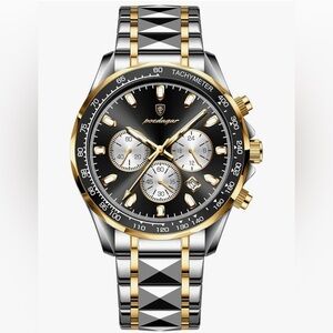 NIB Poedagar Gold and Silver Chronograph Watch